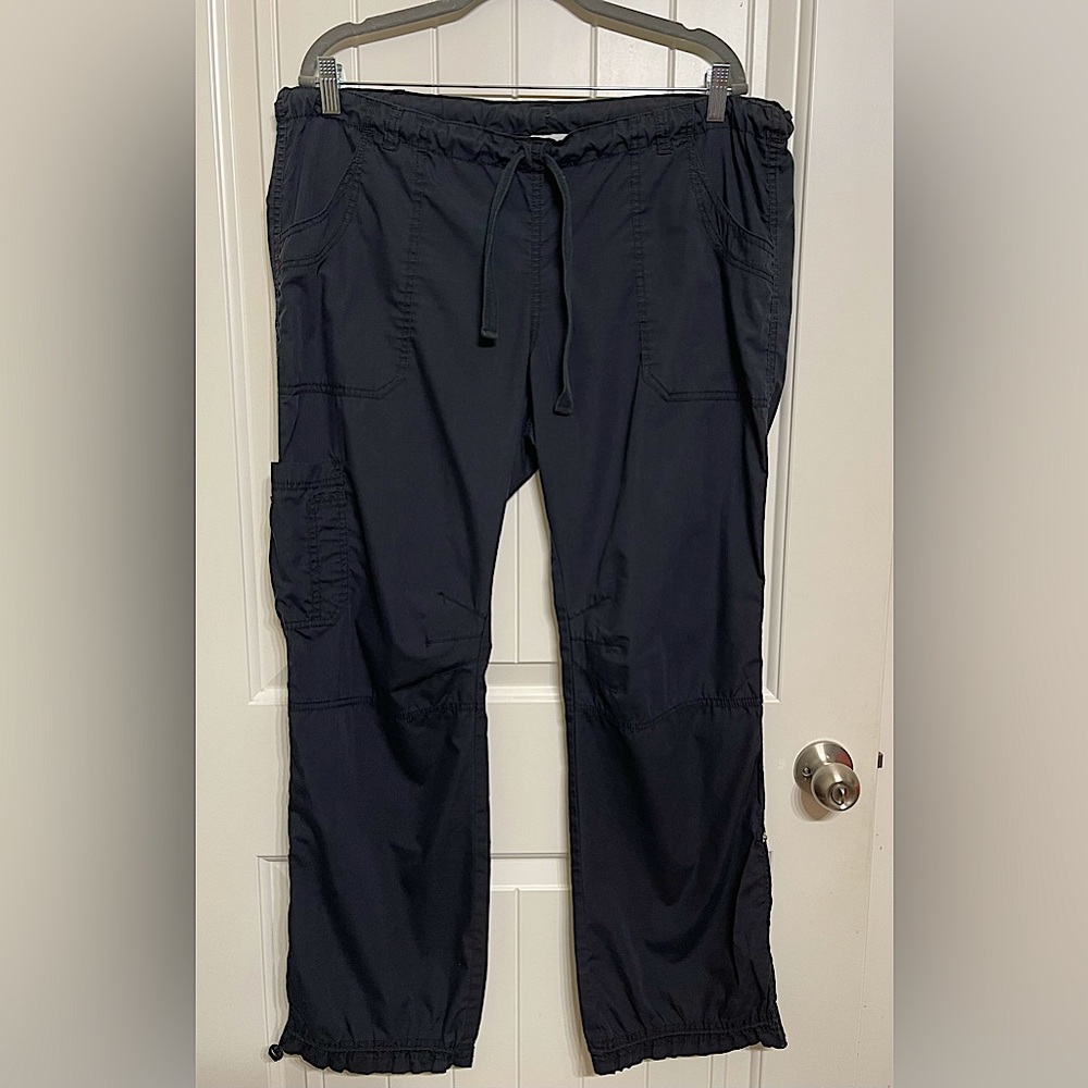 Peaches Black Medical Scrub Pants Bottoms, Large